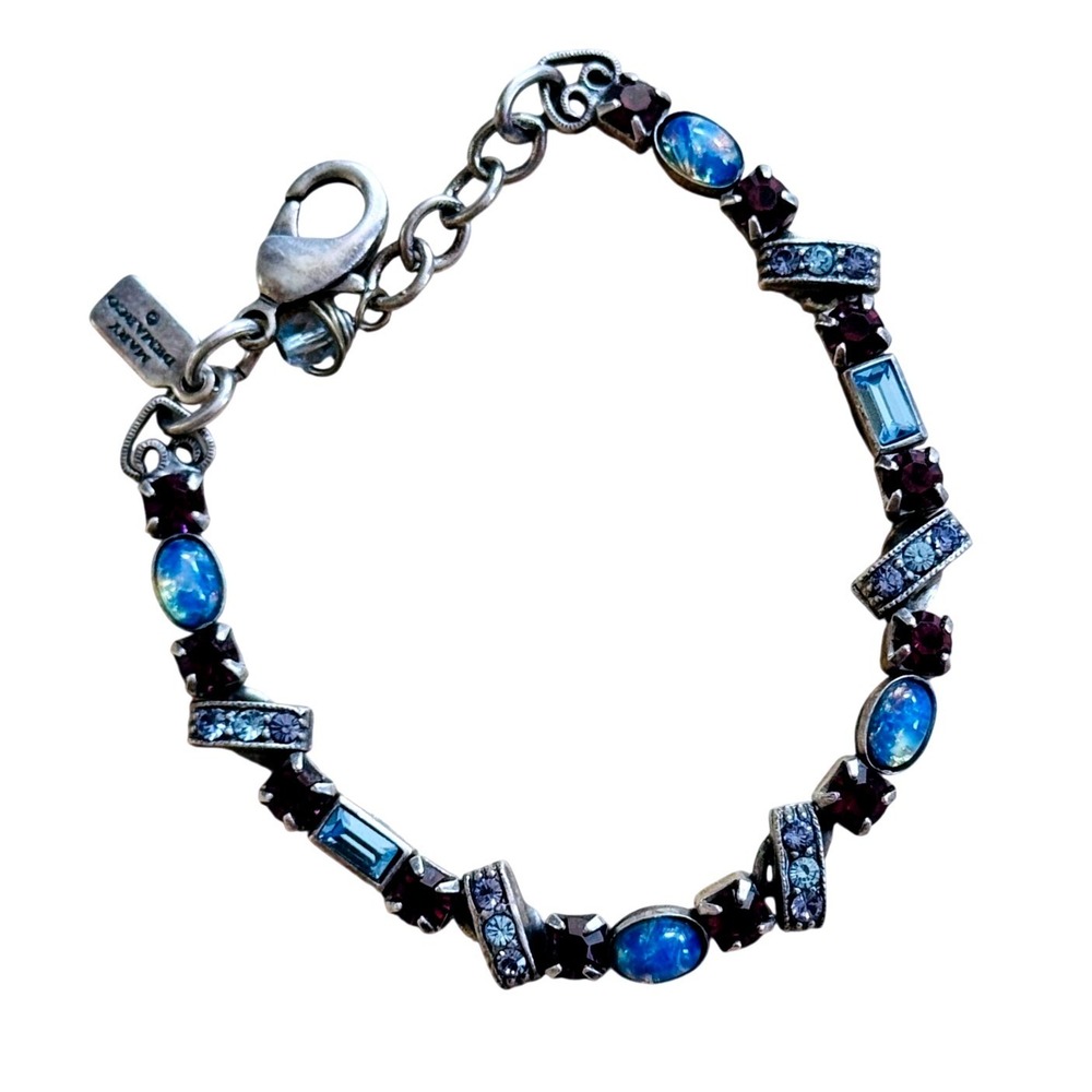VTG Mary DeMarco La Contessa Bracelet Crystal Cabochon Signed Art Deco Style 7"